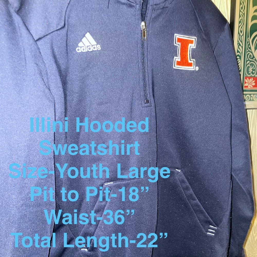 💰Adidas Kids Navy Illini Hooded Sweatshirt